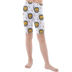 Lion Heads Pattern Design Doodle Kids  Mid Length Swim Shorts by pakminggu