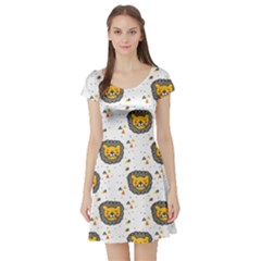 Lion Heads Pattern Design Doodle Short Sleeve Skater Dress by pakminggu