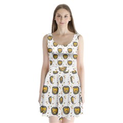 Lion Heads Pattern Design Doodle Split Back Mini Dress  by pakminggu