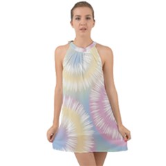 Tie Dye Pattern Colorful Design Halter Tie Back Chiffon Dress by pakminggu