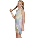 Tie Dye Pattern Colorful Design Kids  Halter Collar Waist Tie Chiffon Dress View2