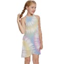 Tie Dye Pattern Colorful Design Kids  Halter Collar Waist Tie Chiffon Dress View3