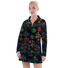 Apples Honey Honeycombs Pattern Women s Long Sleeve Casual Dress by pakminggu