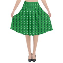 Green Christmas Tree Pattern Background Flared Midi Skirt by pakminggu