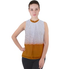 Beer Foam Bubbles Alcohol Glass Mock Neck Chiffon Sleeveless Top by pakminggu