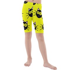 Cats Heads Pattern Design Kids  Mid Length Swim Shorts by pakminggu