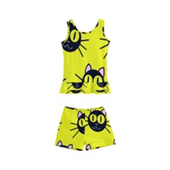 Cats Heads Pattern Design Kids  Boyleg Swimsuit by pakminggu