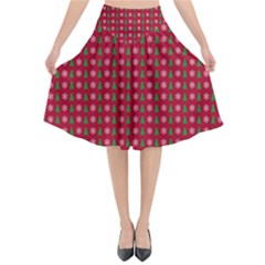 Snowflake Christmas Tree Pattern Flared Midi Skirt by pakminggu