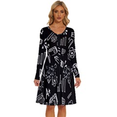 Knowledge Drawing Education Science Long Sleeve Dress With Pocket by pakminggu