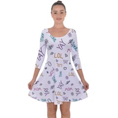 Doodle Pattern Quarter Sleeve Skater Dress by pakminggu