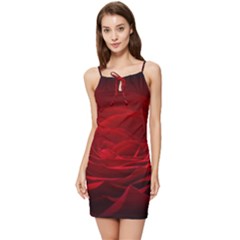 Rose Red Rose Red Flower Petals Waves Glow Summer Tie Front Dress by pakminggu