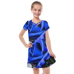 Blue Rose Roses Bloom Blossom Kids  Cross Web Dress by pakminggu