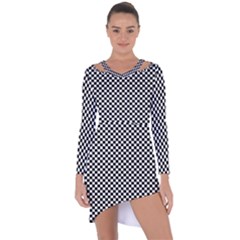 Background Black Board Checker Checkerboard Asymmetric Cut-out Shift Dress by pakminggu