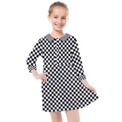 Background Black Board Checker Checkerboard Kids  Quarter Sleeve Shirt Dress by pakminggu