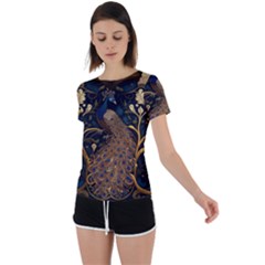 Peacock Plumage Bird  Pattern Graceful Back Circle Cutout Sports Tee by pakminggu