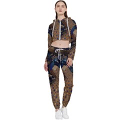 Peacock Plumage Bird  Pattern Graceful Cropped Zip Up Lounge Set by pakminggu