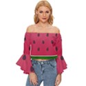 Watermelon Fruit Summer Red Fresh Food Healthy Off Shoulder Flutter Bell Sleeve Top View1