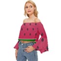 Watermelon Fruit Summer Red Fresh Food Healthy Off Shoulder Flutter Bell Sleeve Top View2