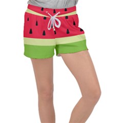 Watermelon Fruit Food Healthy Vitamins Nutrition Women s Velour Lounge Shorts by pakminggu