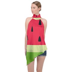 Watermelon Fruit Food Healthy Vitamins Nutrition Halter Asymmetric Satin Top by pakminggu