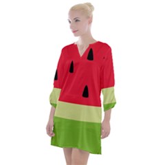 Watermelon Fruit Food Healthy Vitamins Nutrition Open Neck Shift Dress by pakminggu