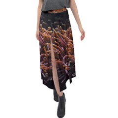 Sea Anemone Coral Underwater Ocean Sea Water Velour Split Maxi Skirt by pakminggu