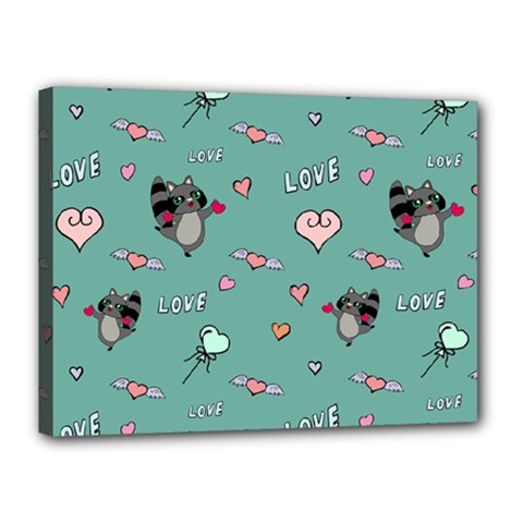 Raccoon Texture Seamless Scrapbooking Hearts Canvas 16  X 12  (stretched) by pakminggu