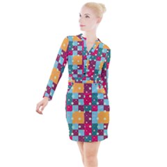 Background Pattern Texture Design Dots Wallpaper Button Long Sleeve Dress by pakminggu