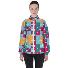 Background Pattern Texture Design Dots Wallpaper Women s High Neck Windbreaker by pakminggu