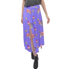 Art Pattern Design Seamless Scrapbooking Velour Split Maxi Skirt by pakminggu