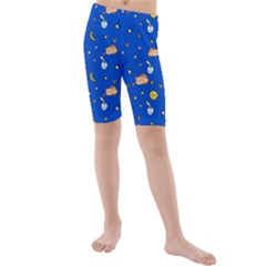 Cat Animals Sleep Stars Seamless Background Kids  Mid Length Swim Shorts by pakminggu