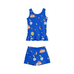 Cat Animals Sleep Stars Seamless Background Kids  Boyleg Swimsuit by pakminggu