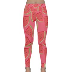 Watermelon Background Watermelon Wallpaper Lightweight Velour Classic Yoga Leggings by pakminggu