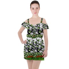 Watermelon Tree Abstraction On Watermelon Abundance Ruffle Cut Out Chiffon Playsuit by pakminggu