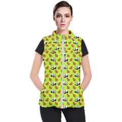 Watermelon Panda Background Wallpaper Women s Puffer Vest by pakminggu