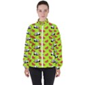 Watermelon Panda Background Wallpaper Women s High Neck Windbreaker View1