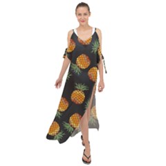 Pineapple Background Pineapple Pattern Maxi Chiffon Cover Up Dress by pakminggu