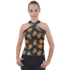 Pineapple Background Pineapple Pattern Cross Neck Velour Top by pakminggu