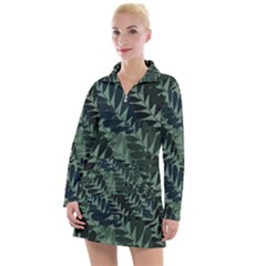 Background Pattern Leaves Texture Design Wallpaper Women s Long Sleeve Casual Dress by pakminggu