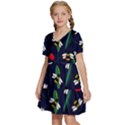 Art Floral Design Pattern Floral Pattern Kids  Short Sleeve Tiered Mini Dress View2