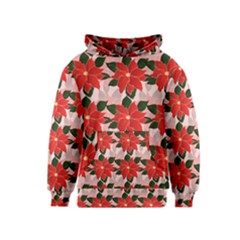 Poinsettia Pattern Seamless Pattern Christmas Xmas Kids  Pullover Hoodie by pakminggu