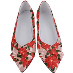 Poinsettia Pattern Seamless Pattern Christmas Xmas Women s Bow Heels by pakminggu