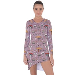 Mushrooms Autumn Fall Pattern Seamless Decorative Asymmetric Cut-out Shift Dress by pakminggu