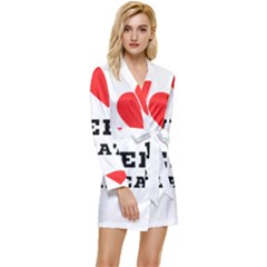 I Love Sweet Threats  Long Sleeve Satin Robe by ilovewhateva