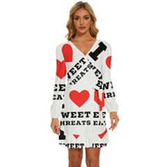 I Love Sweet Threats  Long Sleeve Waist Tie Ruffle Velvet Dress by ilovewhateva