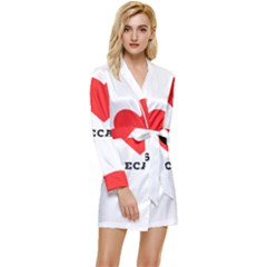 I Love Cheesecake Long Sleeve Satin Robe by ilovewhateva