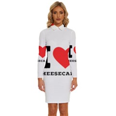 I Love Cheesecake Long Sleeve Shirt Collar Bodycon Dress by ilovewhateva