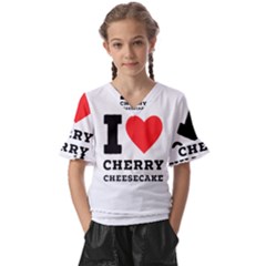 I Love Cherry Cheesecake Kids  V-neck Horn Sleeve Blouse by ilovewhateva