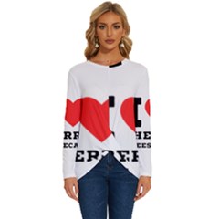 I Love Cherry Cheesecake Long Sleeve Crew Neck Pullover Top by ilovewhateva