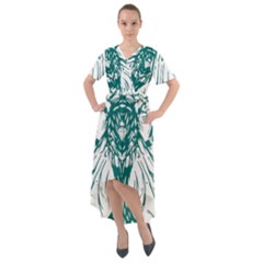 Green Insect Bee Illustration Front Wrap High Low Dress by pakminggu